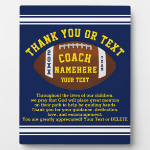 Placa Expositora Gracias por regalos para entrenadores de fútbol, t