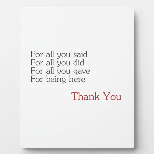 Placa Expositora Gracias por todo (Frente)