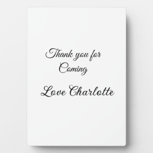 Placa Expositora gracias por venir mensaje de texto nombre