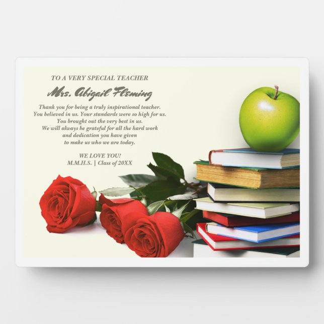 Placa Expositora Gracias, Profesor. Platos de regalo de nombre pers (Frente)