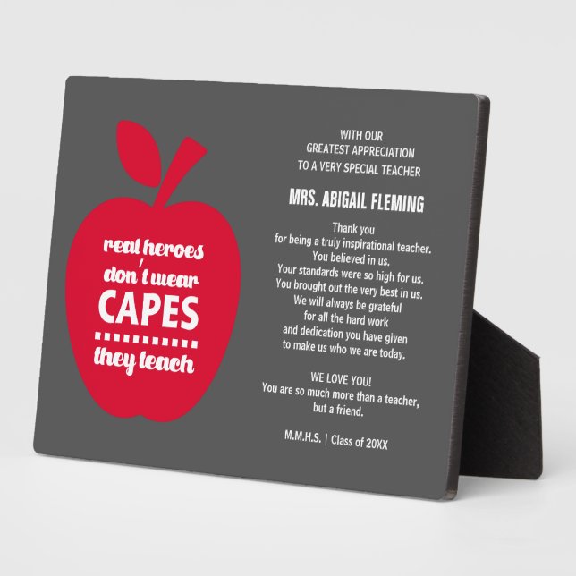 Placa Expositora Gracias, Profesor. Regalo de oferta de enseñanza (Lado)