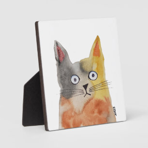 Placa Expositora Graciosa acuarela Arte Gato Tabletop Plaque