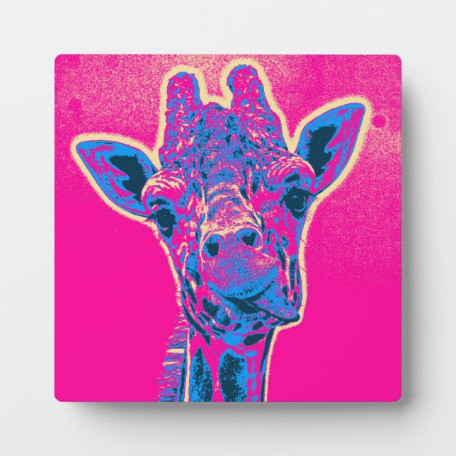 Placa Expositora Graciosa jirafa sacando su lengua (Frente)