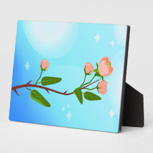 Placa Expositora Gradiente azul del cielo con rama de primavera flo
