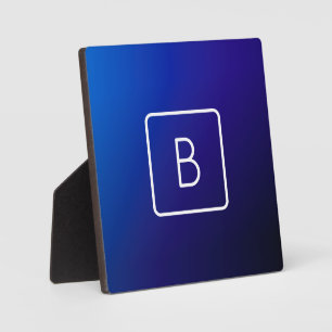 Placa Expositora Gradiente de color azul oscuro y monograma