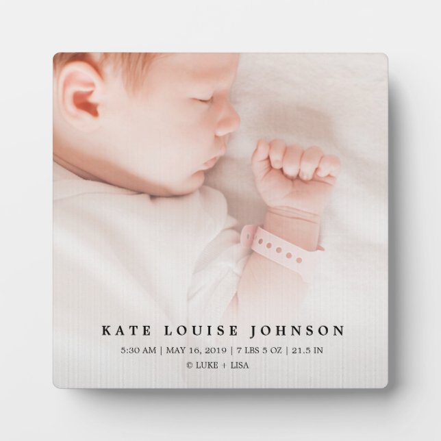 Placa Expositora Gradiente plateado Recién nacido Foto y registro d (Frente)
