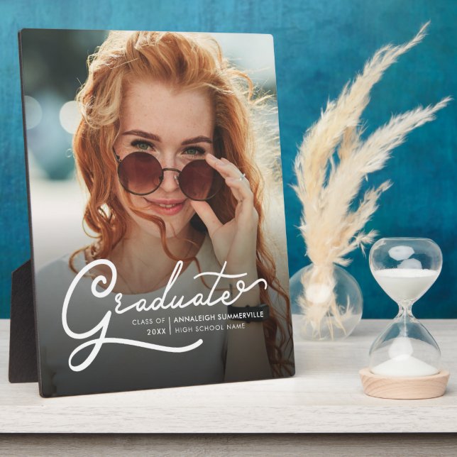 Placa Expositora Graduación 2023 Modern Script Grad Photo Keepsake (Lado)