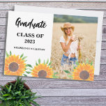 Placa Expositora Graduación de foto de girasol Keepsake<br><div class="desc">Esta plaza floral de graduación está decorada con girasoles acuáticos y vegetación. Personalizable fácil con tu foto y detalles. Utilice la Herramienta de diseño para cambiar el tamaño, estilo o color del texto. A medida que creamos nuestra obra de arte no encontrarás esta imagen exacta de otros diseñadores. Acuarela original...</div>