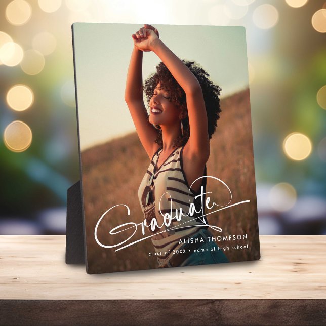 Placa Expositora Graduación de regalo de foto de graduado de escrit (Subido por el creador)