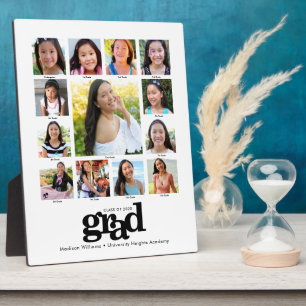 Placa Expositora Graduación en blanco negro K-12 Collage de fotos m