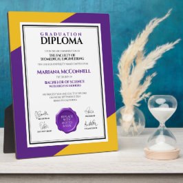 Placa Expositora Graduación en la Universidad Purple Gold School