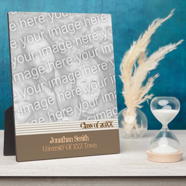 Placa Expositora Graduación en lino marrón (Lado)