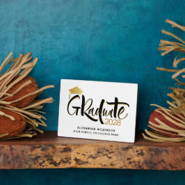 Placa Expositora Graduación Minimalista de guión dorado moderno