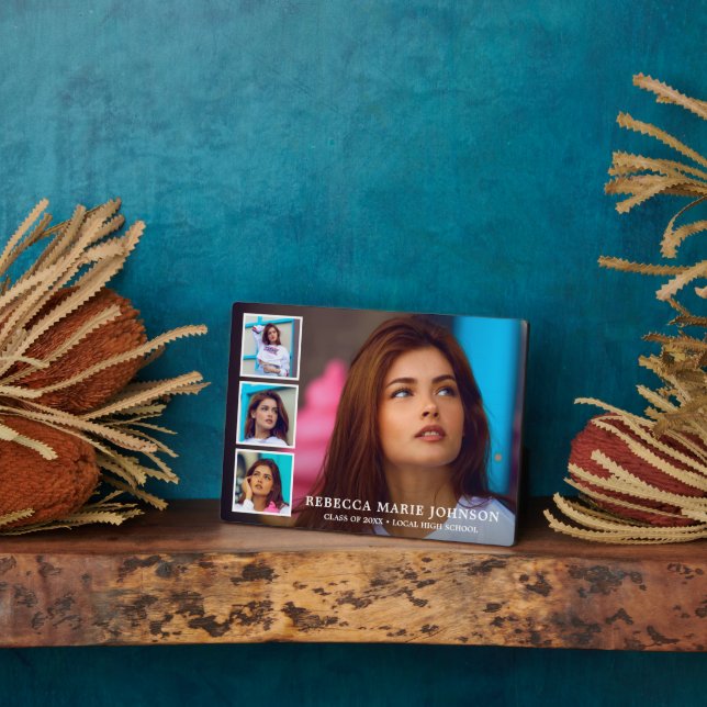 Placa Expositora Graduación moderna de Collage de fotos simple (Lado)