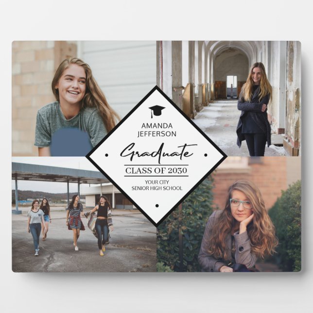 Placa Expositora Graduación moderna y elegante guión 4 collage de f (Frente)