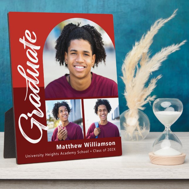 Placa Expositora Graduación Roja 3 Foto Guión de arco negrita Minim (Lado)