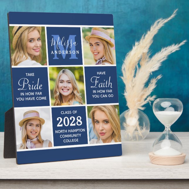 Placa Expositora Graduado 5 Collage de fotos Azul de la Marina Insp (Lado)