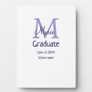 Placa Expositora Graduado añadir nombre monograma púrpura simple mí