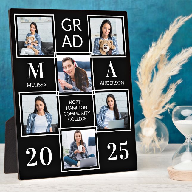 Placa Expositora Graduado Personalizado Clase Collage de fotos Negr (Subido por el creador)