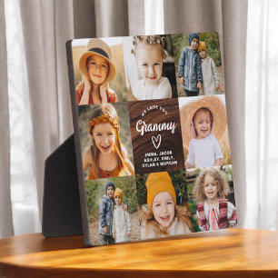 Placa Expositora Grammy We Love You Heart Wood Collage de fotos