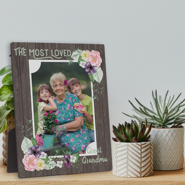 Placa Expositora Gran Abuela más querida Madera Rústica y Floral (Subido por el creador)