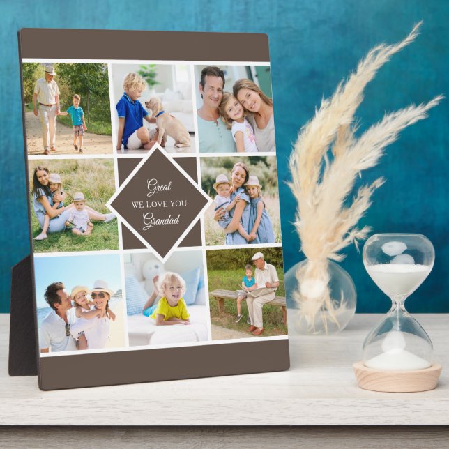 Placa Expositora Gran Abuelo te queremos 8 Collage de fotos Brown (Lado)