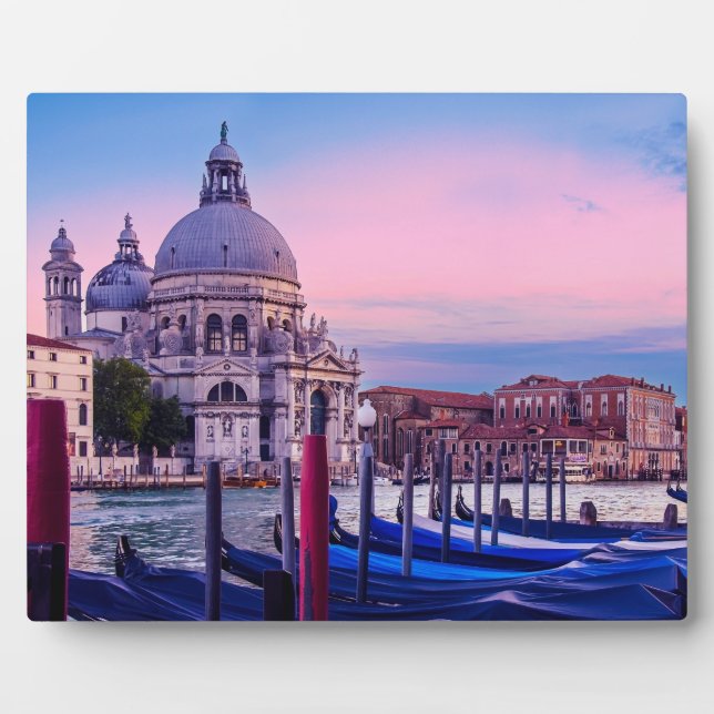 Placa Expositora Gran Canal con góndolas e iglesia en Venecia (Frente)