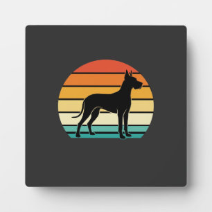 Placa Expositora Gran Danés Silueta de Perro Puesta de Sol Retro