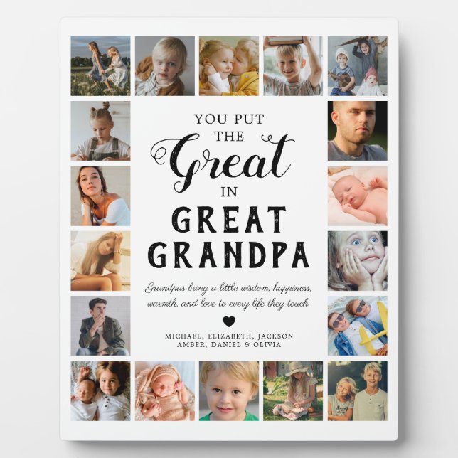 Placa Expositora Gran foto del abuelo Keepsake (Frente)