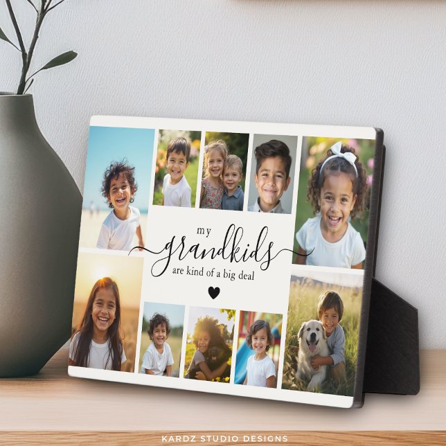 Placa Expositora Grandchildren Photo Collage Gift for Grandma (Plaque shown in 5x7 inches.)