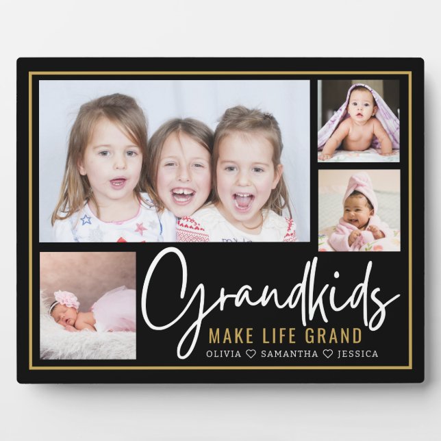 Placa Expositora Grandkids Make Life Grand Black And Gold 4 Photo  (Frente)