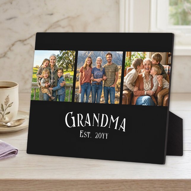 Placa Expositora Grandma Est. Established Year Custom Name 3 Photo (Subido por el creador)