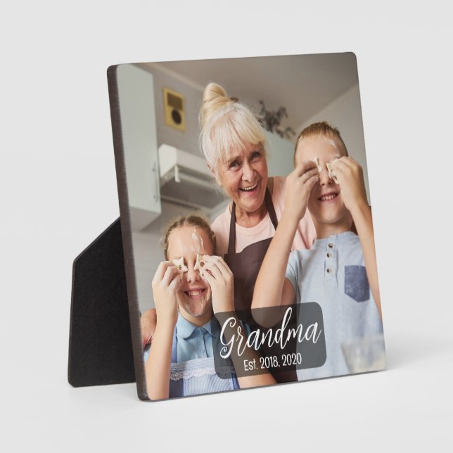 Placa Expositora Grandma Est. White script photo (Anverso)