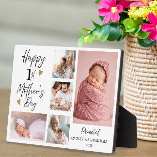 Placa Expositora Grandma Happy 1st Mother's Day 5 Photo College  