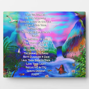Placa Expositora Gratitud Ancestor Poema Tabletop Plaque con Easel