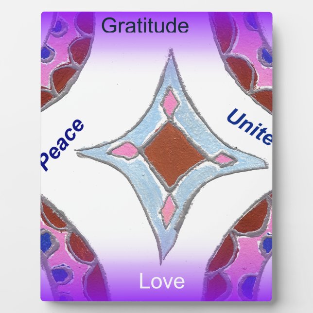 Placa Expositora "Gratitude Peace Love Unite" Mandala Art Print (Frente)