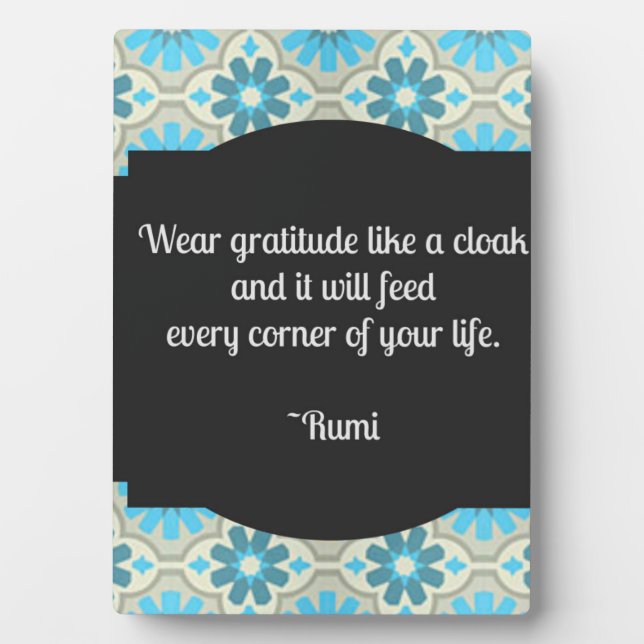 Placa Expositora Gratitude Rumi Cita Tabletop Plaque (Frente)