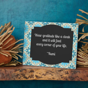 Placa Expositora Gratitude Rumi Cita Tabletop Plaque