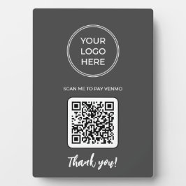 Placa Expositora Gray Business QR Code Escaneo Me Rótulo Plaque