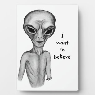 Placa Expositora Grey Alien , quiero creer