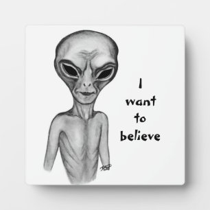 Placa Expositora Grey Alien , quiero creer