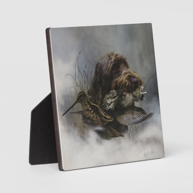 Placa Expositora Griffon de punta alambrada, caza de Woodcock (Anverso)