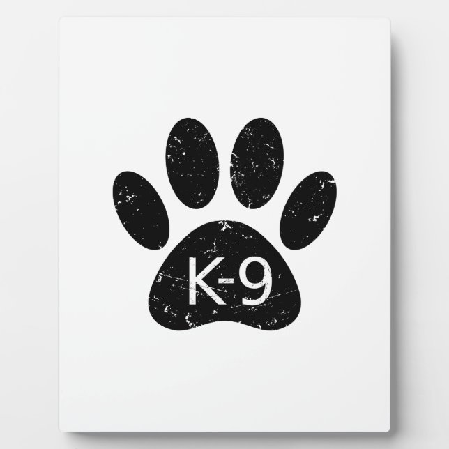 Placa Expositora Grunge Perro angustiado Paw K-9 (Frente)