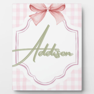Placa Expositora Guardería personalizada para niña Addison con lazo