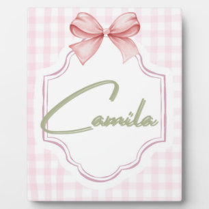 Placa Expositora Guardería personalizada para niña Camila con lazo
