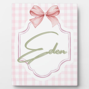 Placa Expositora Guardería personalizada para niña Eden con lazo y