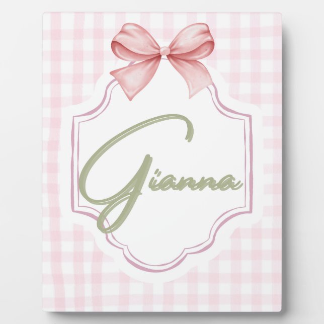 Placa Expositora Guardería personalizada para niña Gianna con lazo  (Frente)