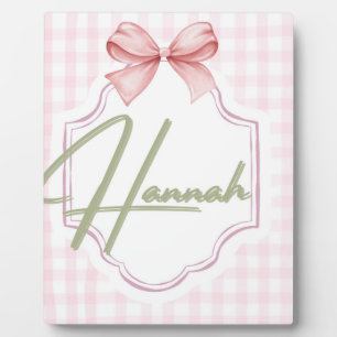 Placa Expositora Guardería personalizada para niña Hannah con lazo 