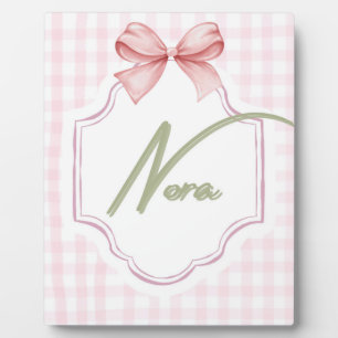 Placa Expositora Guardería personalizada para niña Nora con lazo y 