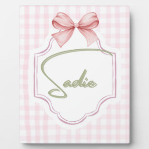 Placa Expositora Guardería personalizada para niña Sadie con lazo y
